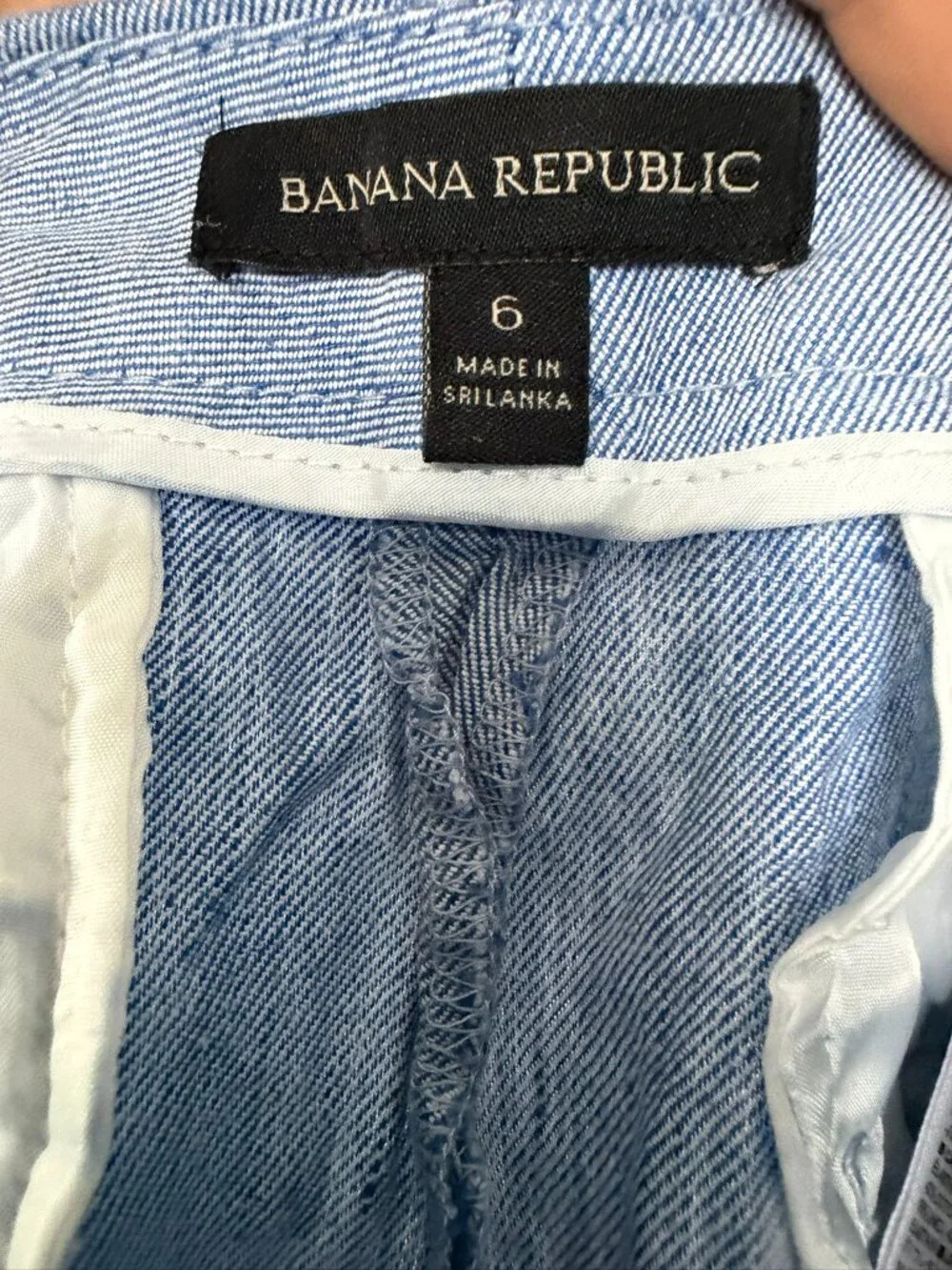 Logan Crop Blue Linen Pants Banana Republic Size 6